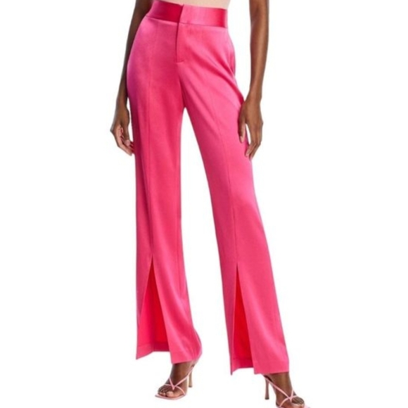 ALICE + OLIVIA Jody Satin High Waist Slit Front Pants Size 2